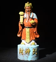 8china folk collection old boxwood painted wishful god of wealth god of wealth arrives standing buddha office ornaments
