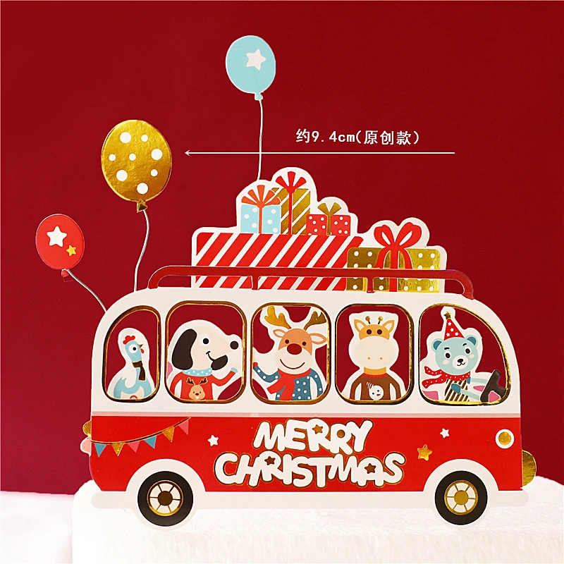 Рождественский Топпер для торта Happy Bus рождественской вечеринки декор в виде