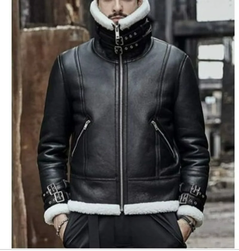 

Новая зимняя кожаная куртка для мужчин меховая плюшевая кожаная байкерская куртка на молнии для мужчин повседневные мужские куртки и пальт...