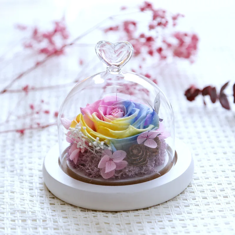 1 шт. красивый стеклянный чехол с вечным цветком любовь креативный подарок Роза