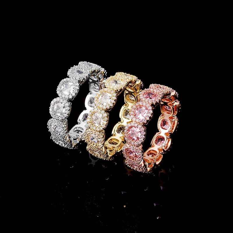 

Full zircon rock sugar plum ring full zircon real gold plating hip-hop ring 210311-09