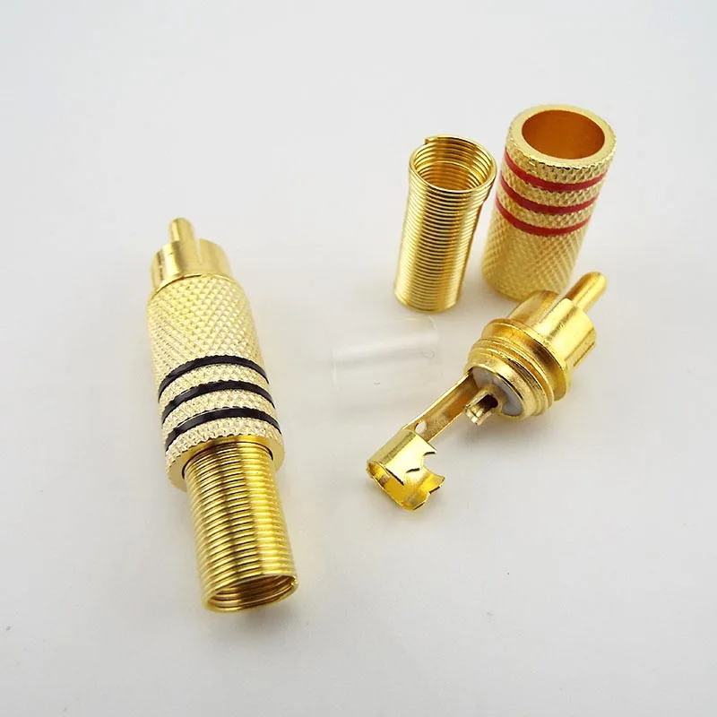 

6pcs/lot 3 Pair Gold plated RCA Male Connector Plug Audio Video Jack Adapter Connectors Solder Type for RCA Cable