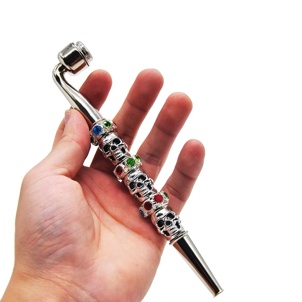 Череп металлическая курительная трубка из цинкового сплава 178 мм чаша ручная