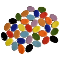 60pcs oval ceramic mosaic tiles multi color mosaic pieces diy mosaic making stones for hobby arts wall crafts decoration