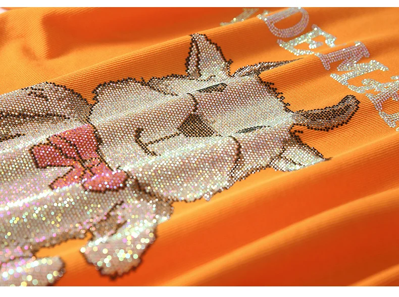 

Cute Cow Sequins Glitter Bing Tee Shirts Loosen Fashion Chic Casual Girls Korean Harajuku T-Shirts Summer Short Sleeve