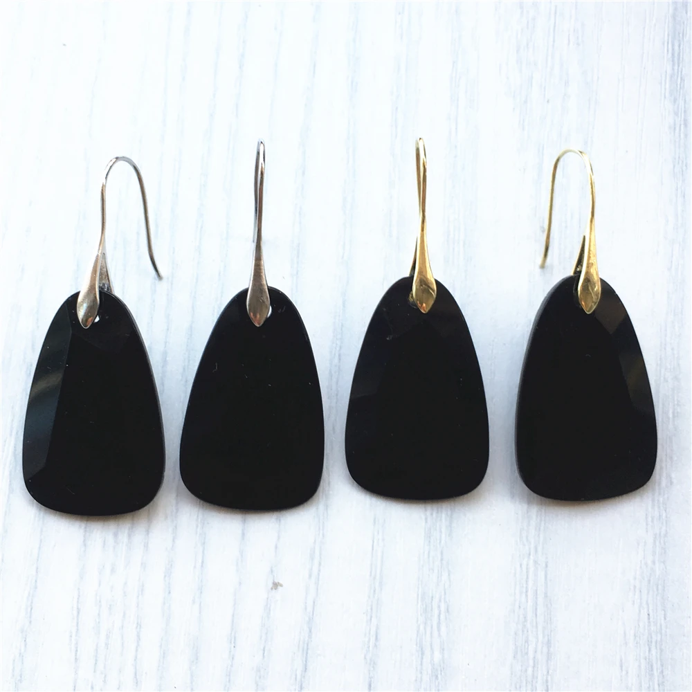 Новые популярные модные серьги из натурального камня с черным ониксом роскошные