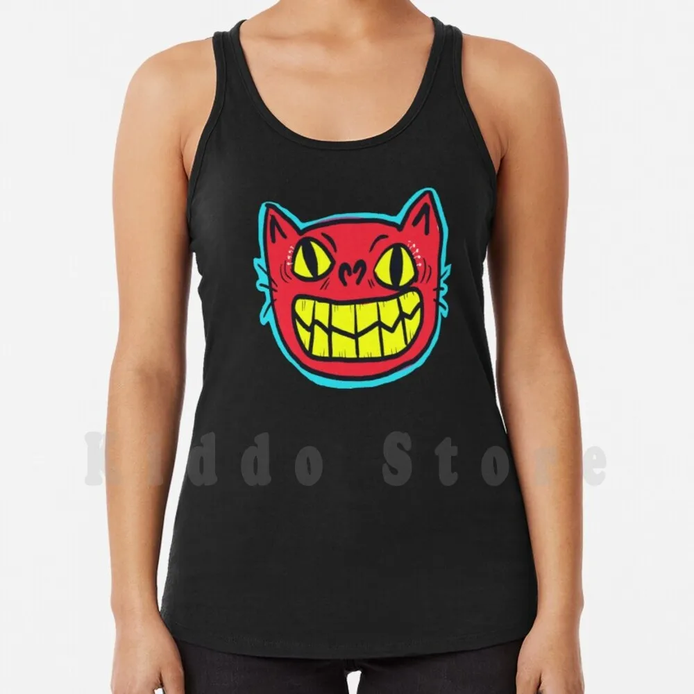 

Майка с улыбающимся котом, жилет без рукавов, кот, улыбка, чеширский дьявол, кот, страшный кот, Красный Кот, памятное искусство, народное иску...