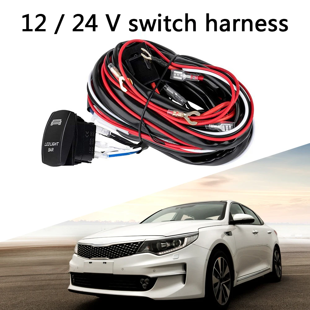 

Professional LED Light Bar Wire Wiring Harness Kit 2 Lead with Rocker Switch 40A Relay 30A 300W Fuse Device Spare Parts