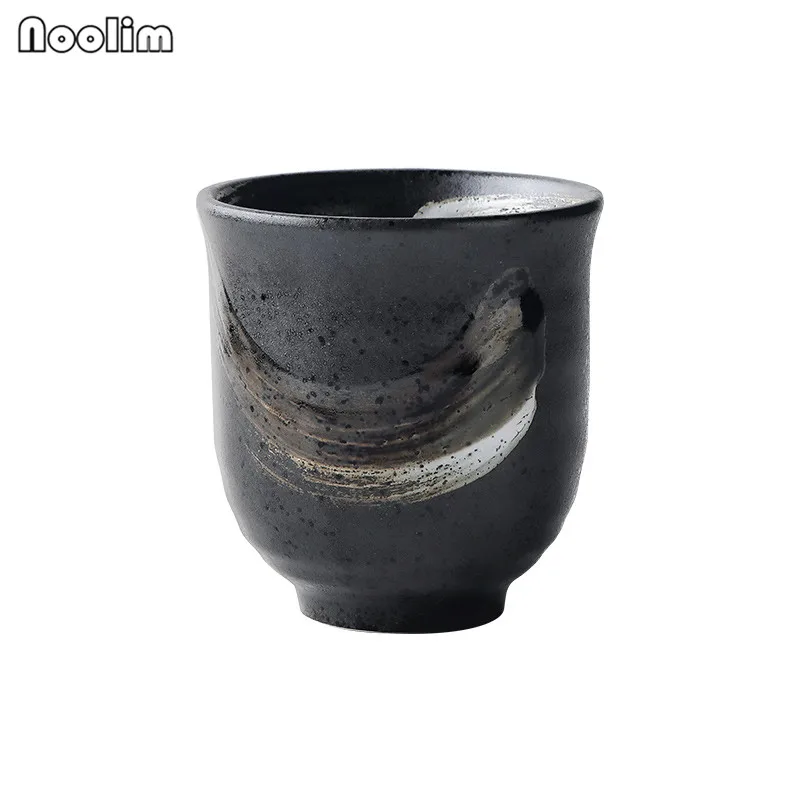 Черная чайная чашка в японском стиле керамическая кунг-фу с ручной росписью