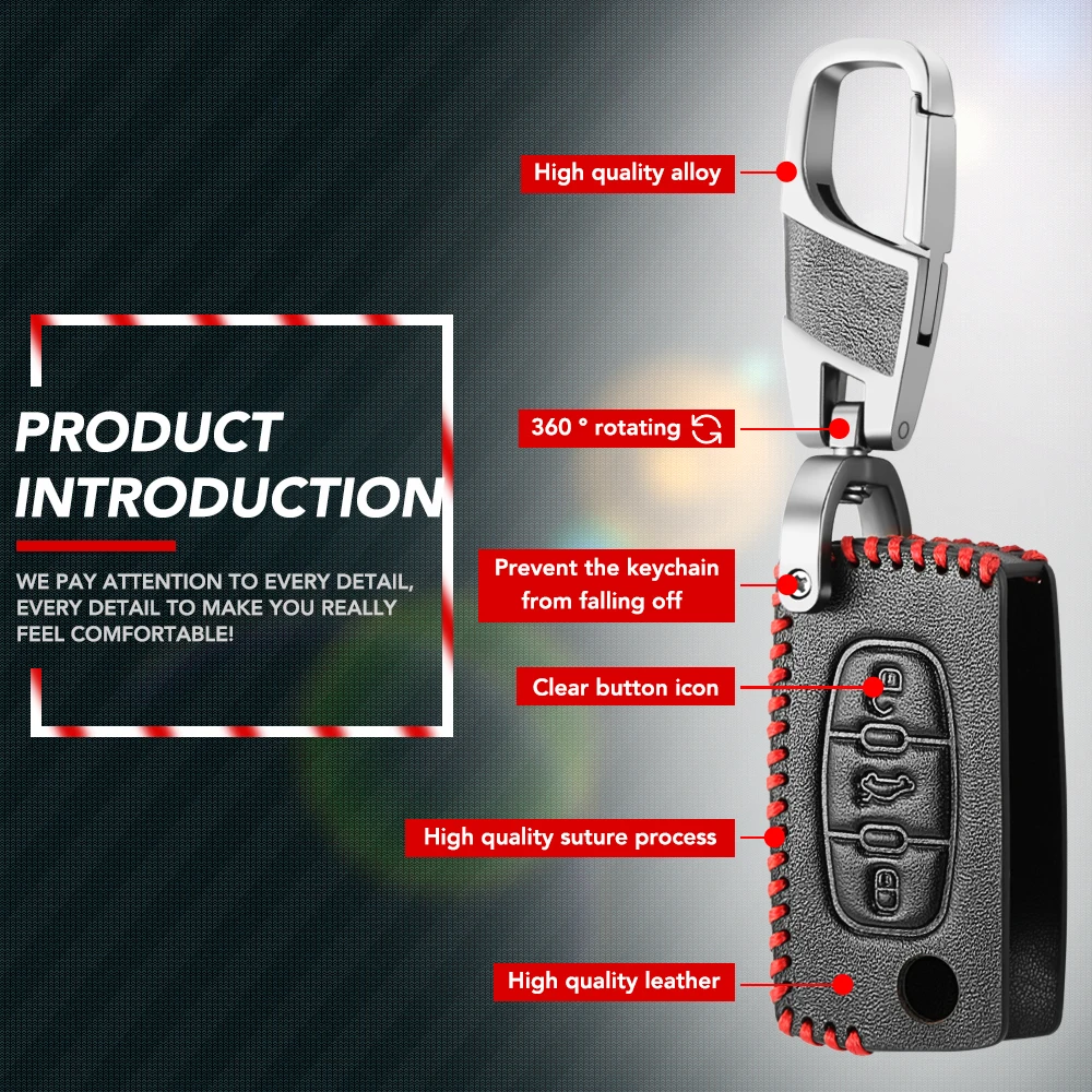 3 кнопки Раскладной Автомобильный чехол для ключей кожаный Fob Защита кожи PEUGEOT 407