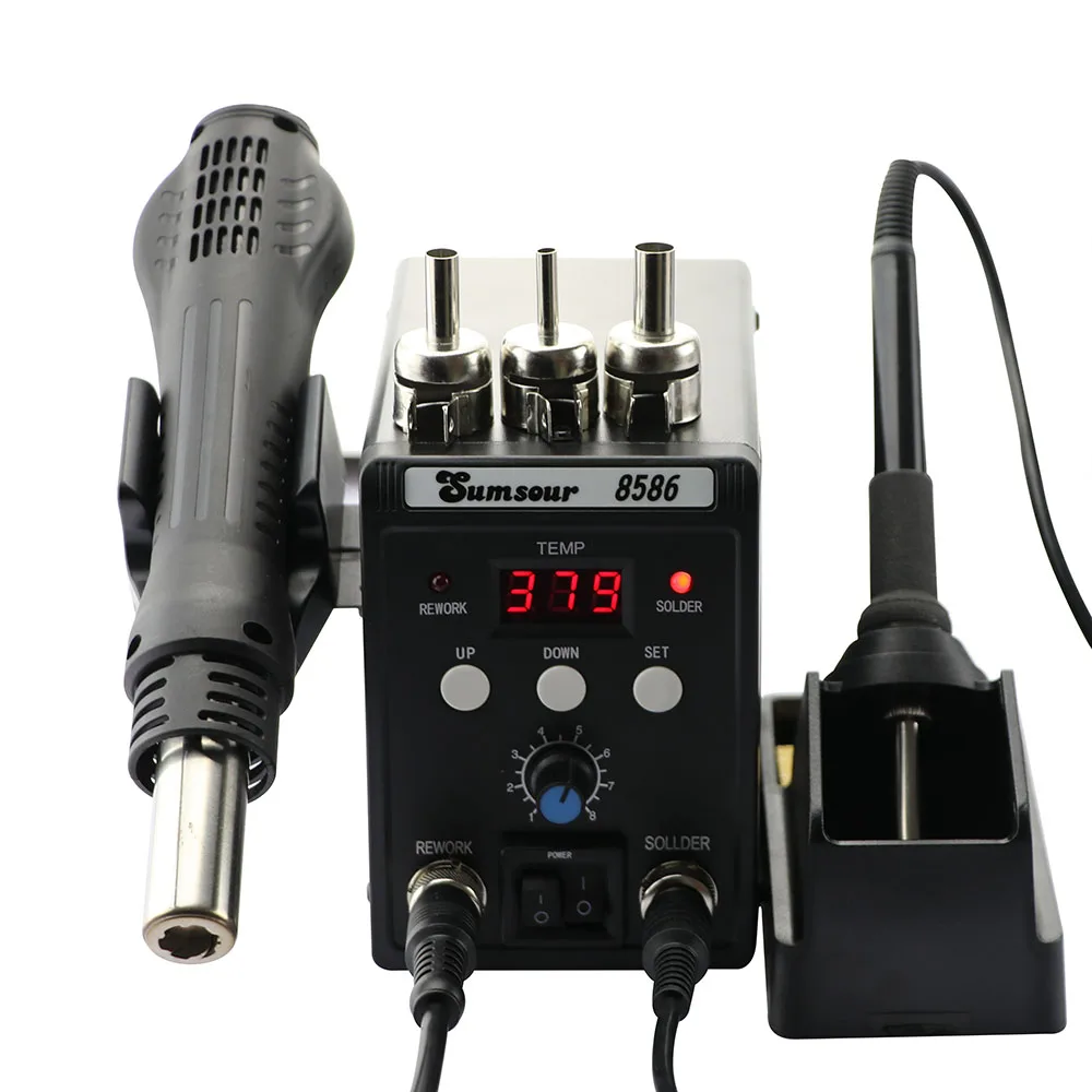 New black 8586 110V / 220V 760W ESD soldering iron hot air gun welding repair tool kit | Инструменты