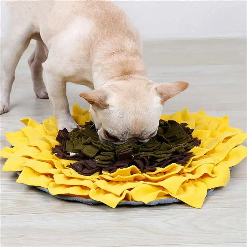 

Pet Dog Snuffle Mat Nose Smell Training Sniffing Pad Slow Feeding Bowl Food Dispenser Relieve Stress Sunflower Puzzle Pet Supply