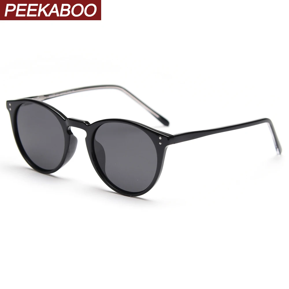 

Peekaboo TR90 frame round sun glasses for men korean style polarized sunglasses women retro color lens acetate high quality