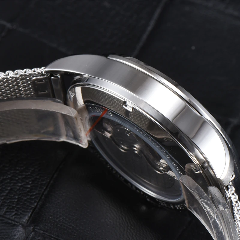 Часы наручные Parnis Мужские механические Автоматические с календарем и сетчатым