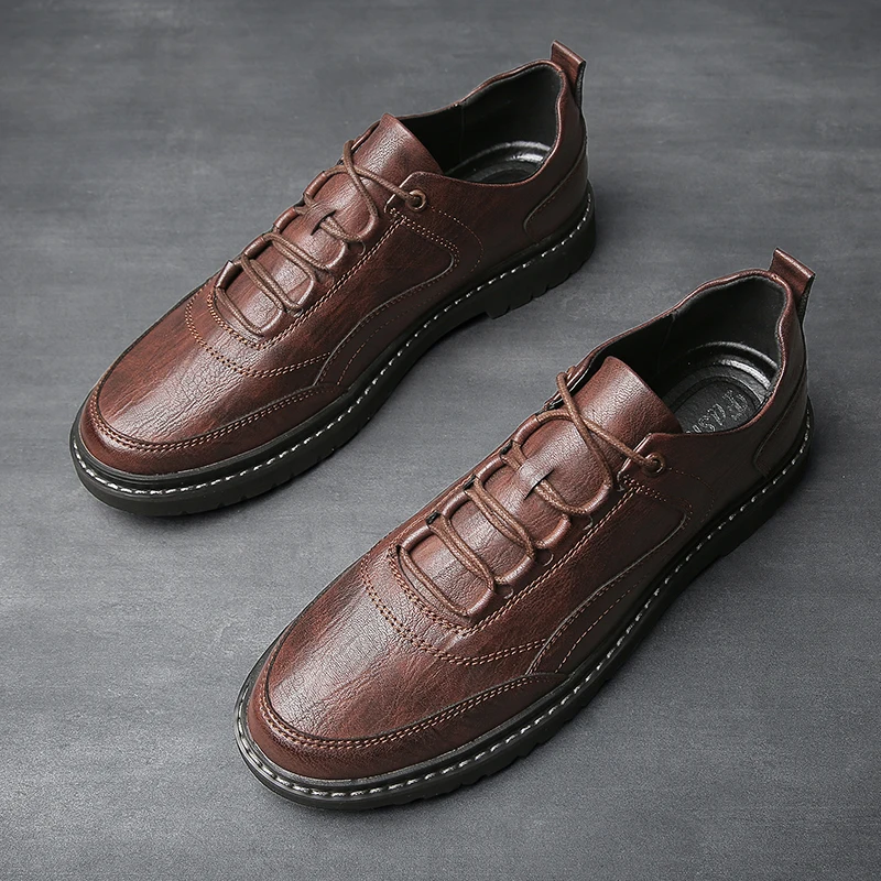 

2020 Men's Casual Shoes New Spring Leather Leisure Footwear Male Fashion Office Shoes Male Cowboy Street Men's Flats Shoes *