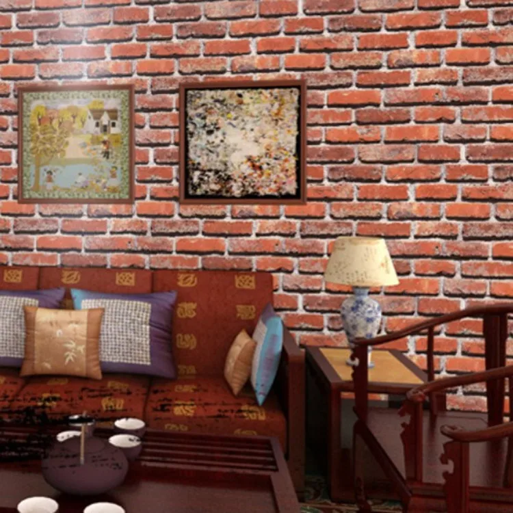 3D Bump стерео Ретро модель кирпич узор обои красный белый Чайный домик Ресторан