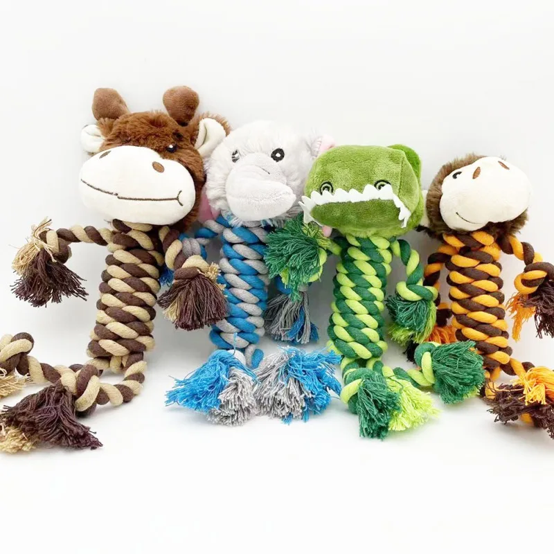 

1 шт., устойчивые к укусам Игрушки для маленьких собак, очищающие зубы, веревка для щенка, узел, скрипучие игрушки для питомцев, аксессуары дл...