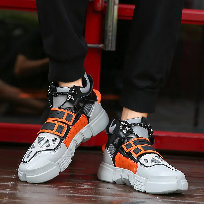 

Fashion Colorful High Top Sneakers Men Outdoor Leather Platform Breathable Men's Shoes Trainers Casual Espadrilles Hombre 2021