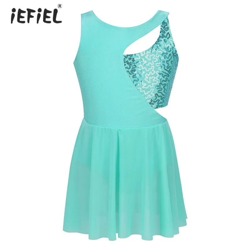 Детское балетное платье-пачка без рукавов танцевальная одежда блестящие фигуры