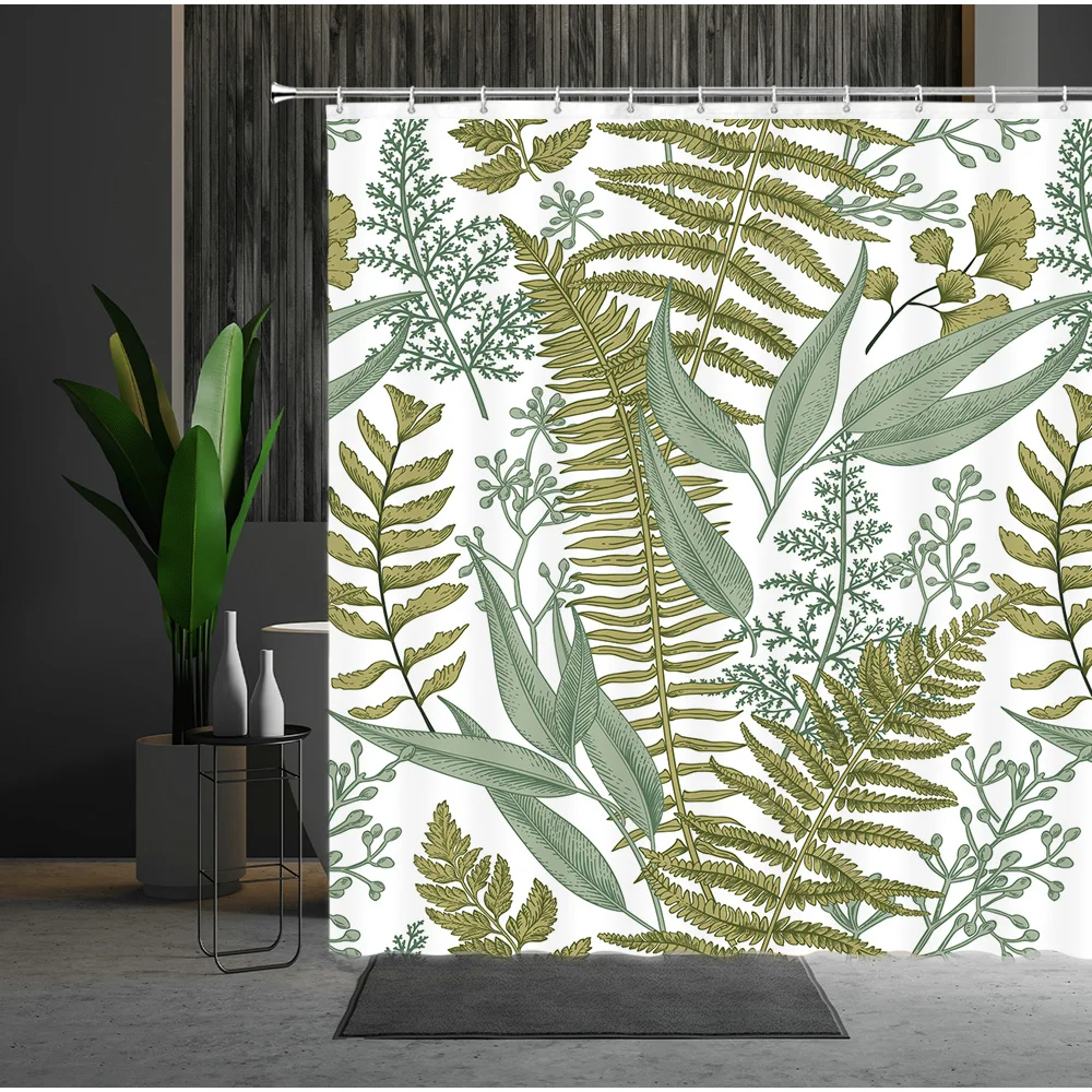 

Tropical Plants Bathe Curtain Rainforest Scenery Bath Screen Bathtub Decor Home Waterproof Shower Curtain Multiple Size