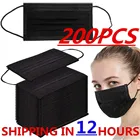 Маски для лица одноразовые нетканые, 3 слоя фильтра, пылезащитные, дышащие, черные, 10-200 шт.