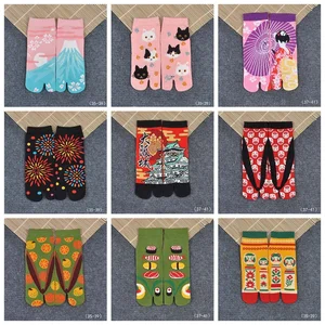 Носки с двумя пальцами унисекс японский ниндзя разноцветные сандалии с разрезом средние короткие гэта кимоно шлепанцы носки смесь хлопка ZXY9856