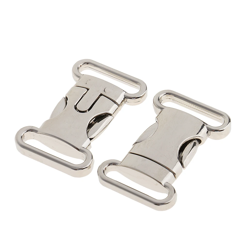 

2 Pieces Metal Side Release Buckle Cord Bracelet Pet Collar Silver
