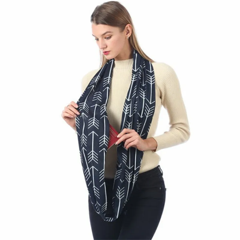 CH-523 Новинка женские зимние стрелы узор Кабриолет Бесконечность шарф с карманом