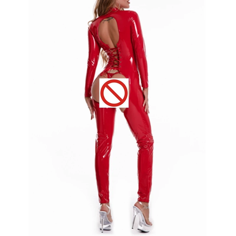 Комбинезон женский из искусственной кожи на молнии ПВХ | Тематическая одежда и