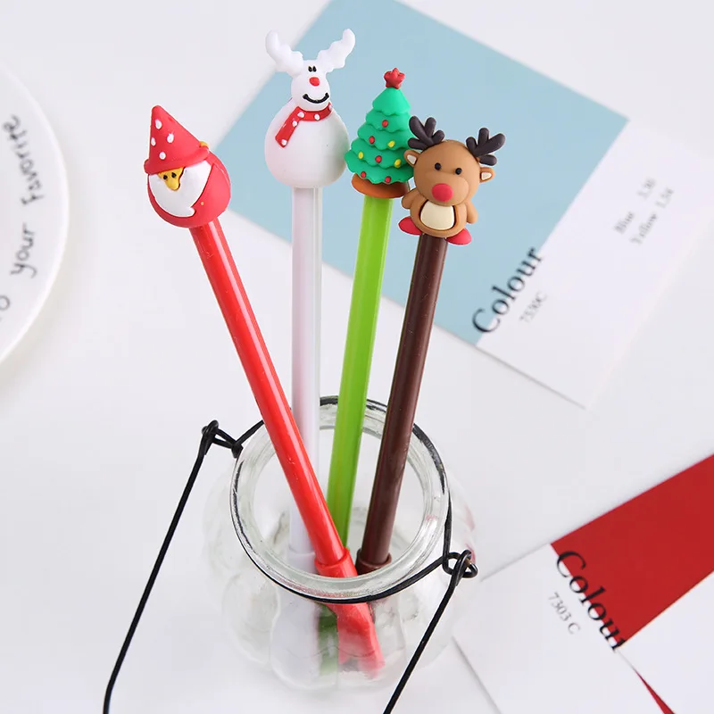 Гелевые ручки с милым оленем Рождественский Снеговик 0 5 мм черные чернила