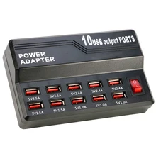 Smart 10-Port Charger Quick Charge Station USB 12A Power 60W USB Charger Socket Porous USB Adapter for iPad Tablet Mobile Phone