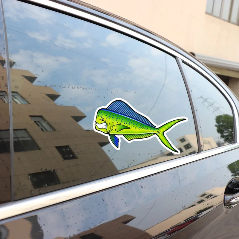 YJZT 15 см * 8 креативный светоотражающий стикер из ПВХ для автомобилей Angry Mahi Fish 12