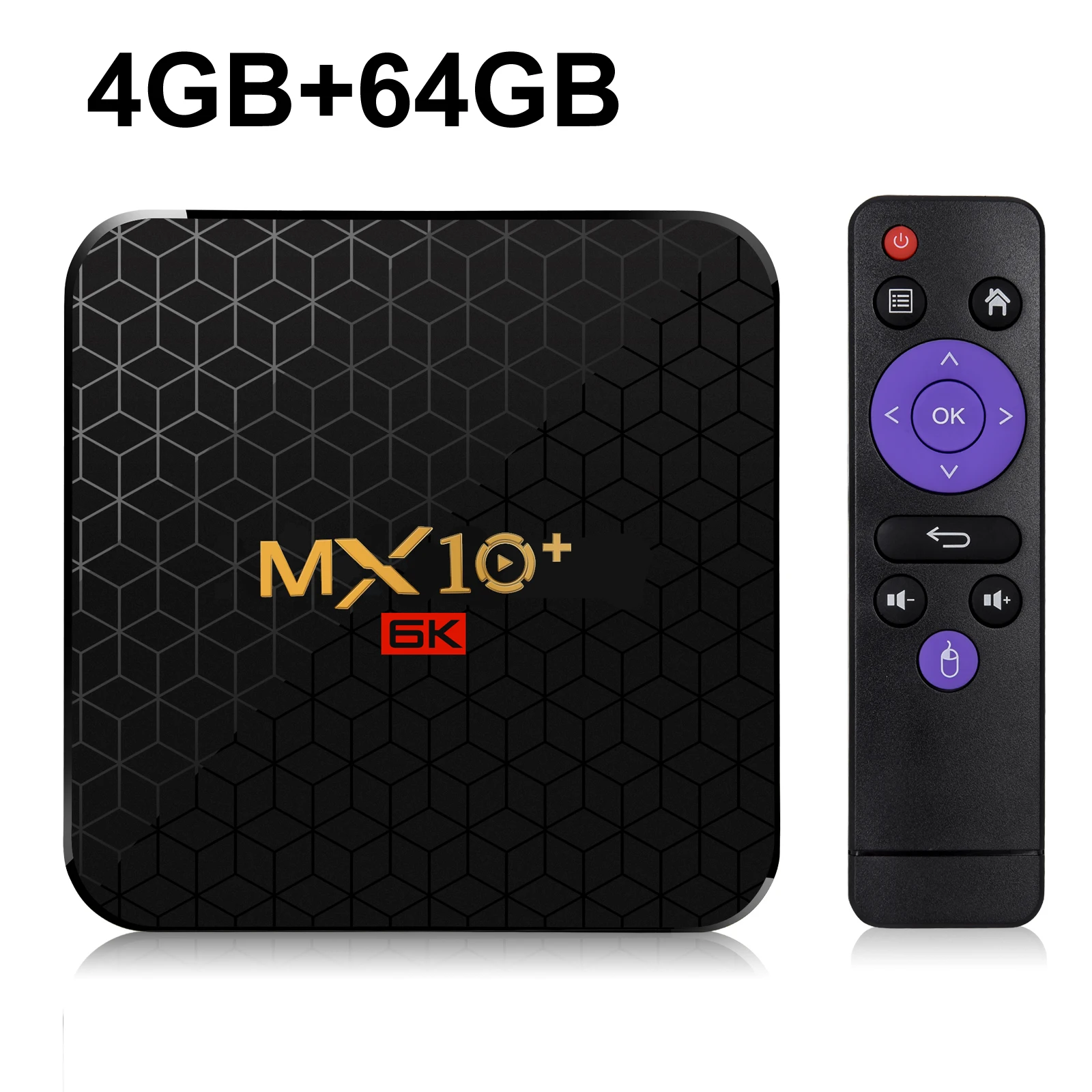 4GB 64GB MX10 PLUS 6K ULTRA HD; Smart TV BOX Android 9,0 Allwinner H6 4GB 64GB 2,4G/5G Dual wifi BT4.0 3D 6K HDR телеприставка медиаплеер - Цвет: 4GB 64GB