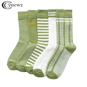 3 пары осенние женские носки, хлопковые зеленые носки авокадо, уличная мода, высокое качество, весенние женские носки