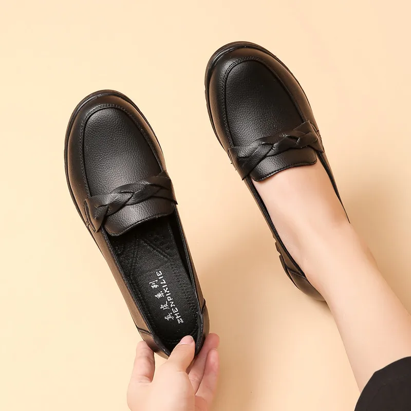2021 New All-match Soft-soled Casual Women's Shoes Cowhide Single Shoes Flat Non-slip Mother Shoes Women's Leather Shoes