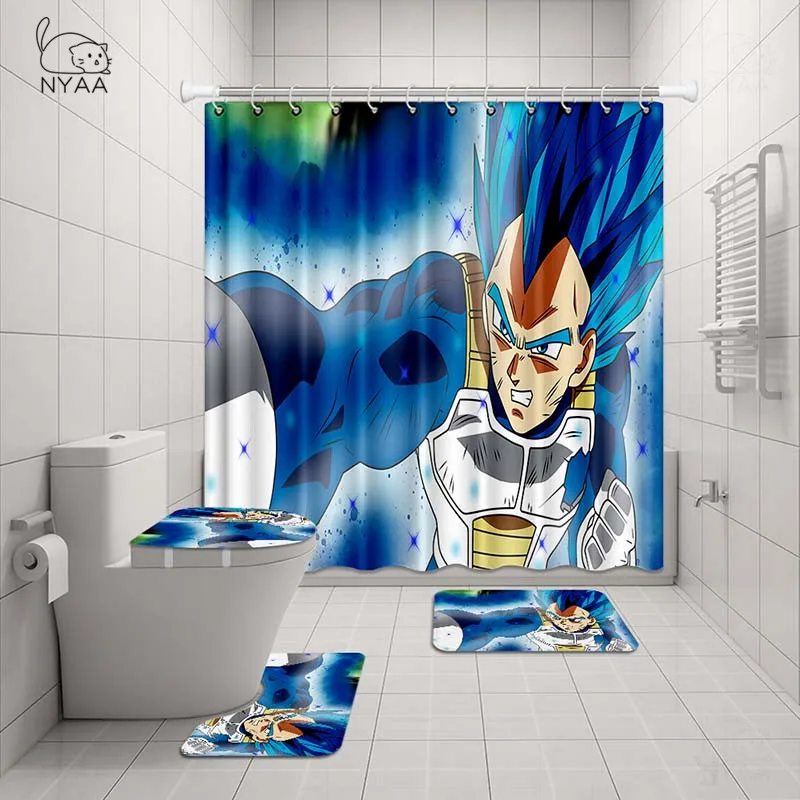 NYAA 4 шт. DRAGON BALL занавеска для душа стойка для тряпок крышка для унитаза коврик набор ковриков для ванной комнаты декор - Цвет: NY5076