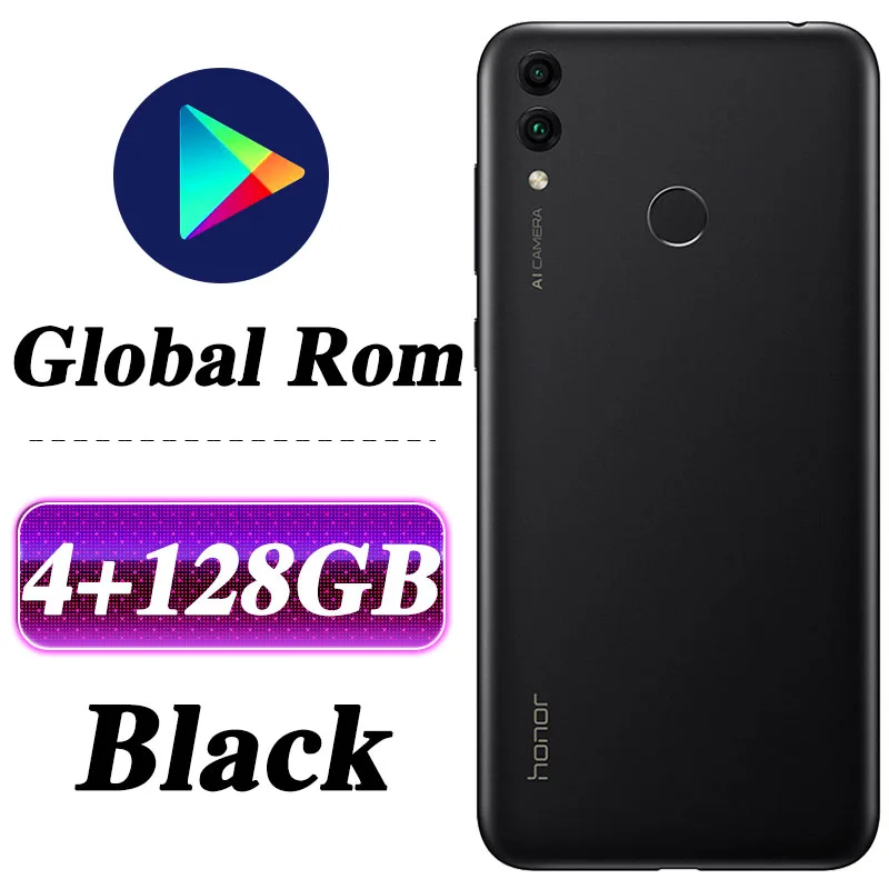 4G 128G Black Мобильный телефон HONOR 8C с глобальной прошивкой, 6,26 дюймов, Восьмиядерный процессор Snapdragon 632, Android 8,1, 4000 мАч, Face ID - Цвет: 4G 128G Black