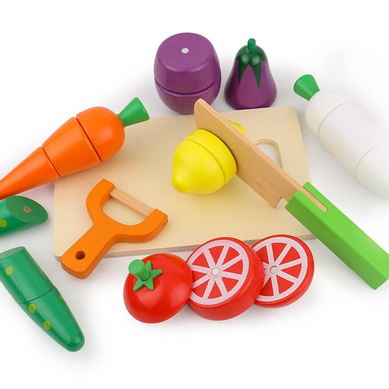 

Simulation Kitchen Pretend Toy Cutting Fruit Set Wooden Classic Game Educational Toy for Children Kids Gift