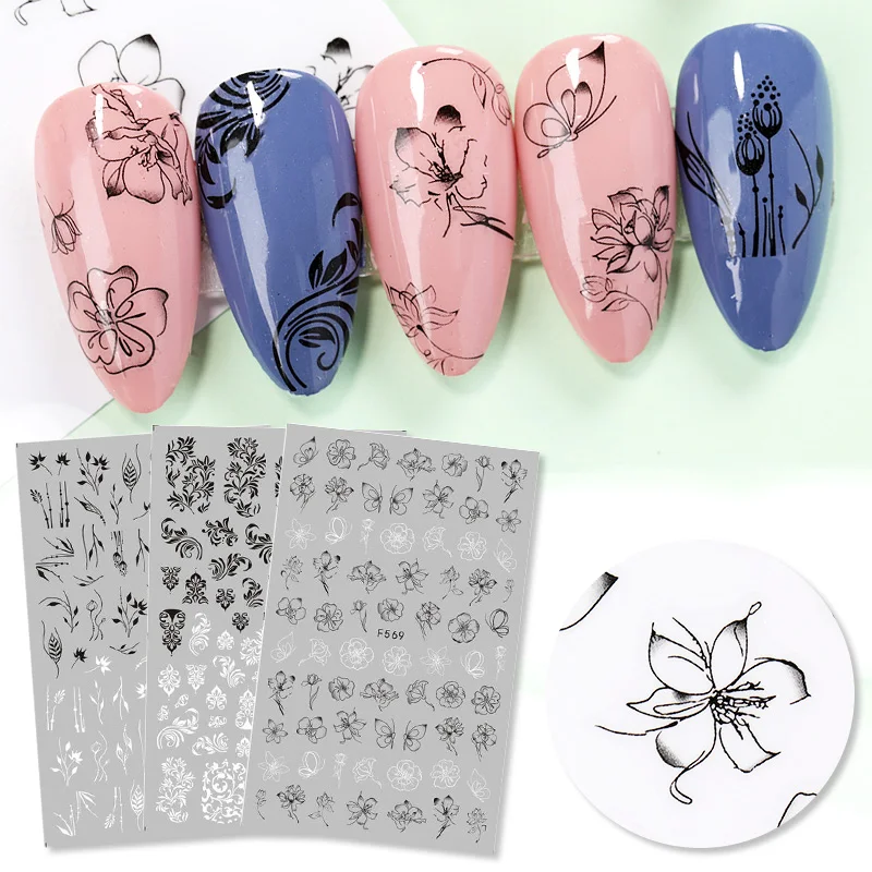 1 лист 3D наклейки для ногтей цветы тропические растения переводные аксессуары DIY |