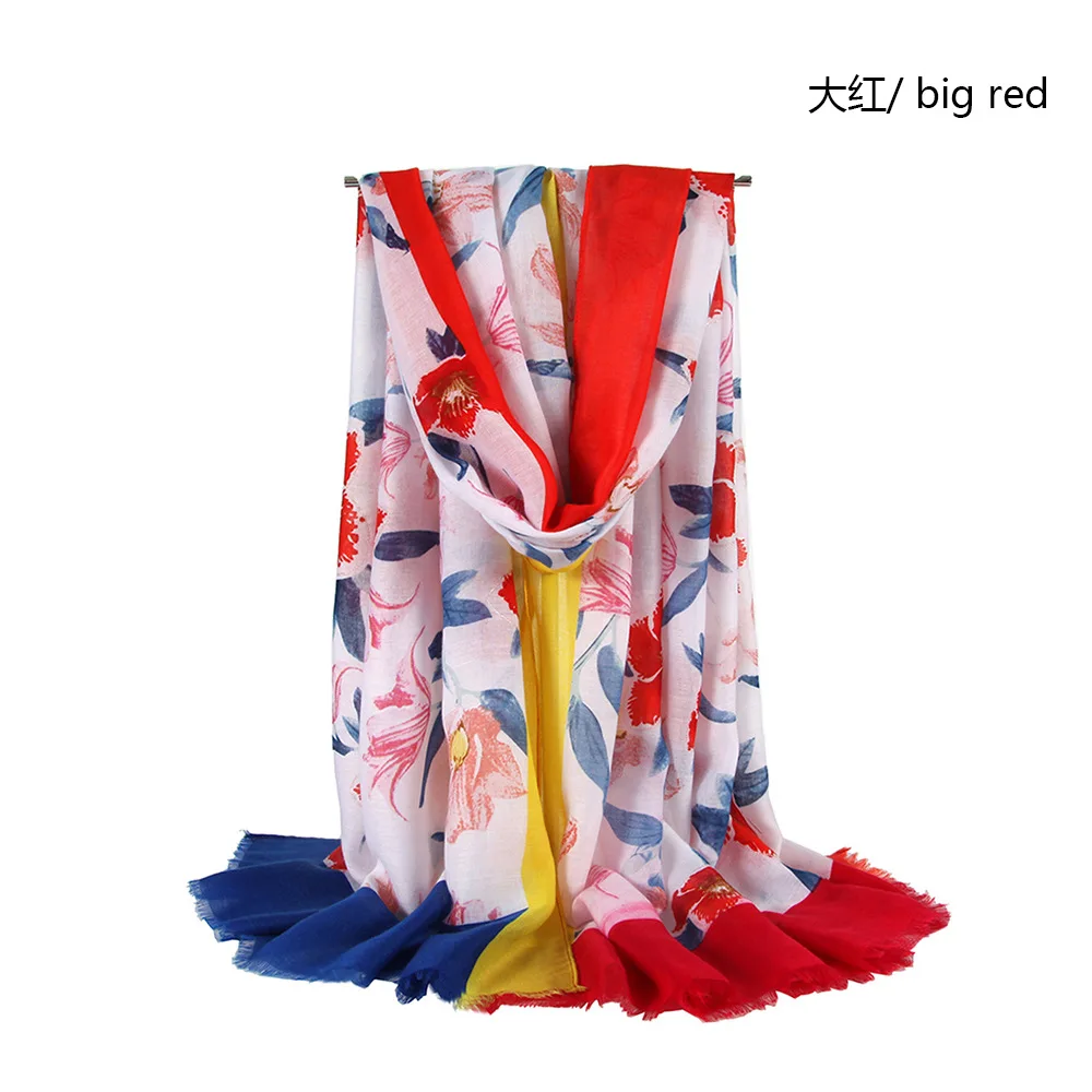 

Spring and Summer New Printed Cotton and Linen Long Silk Scarf Fashion All-match Ladies Sunscreen Shading Scarf Small Sand Towel