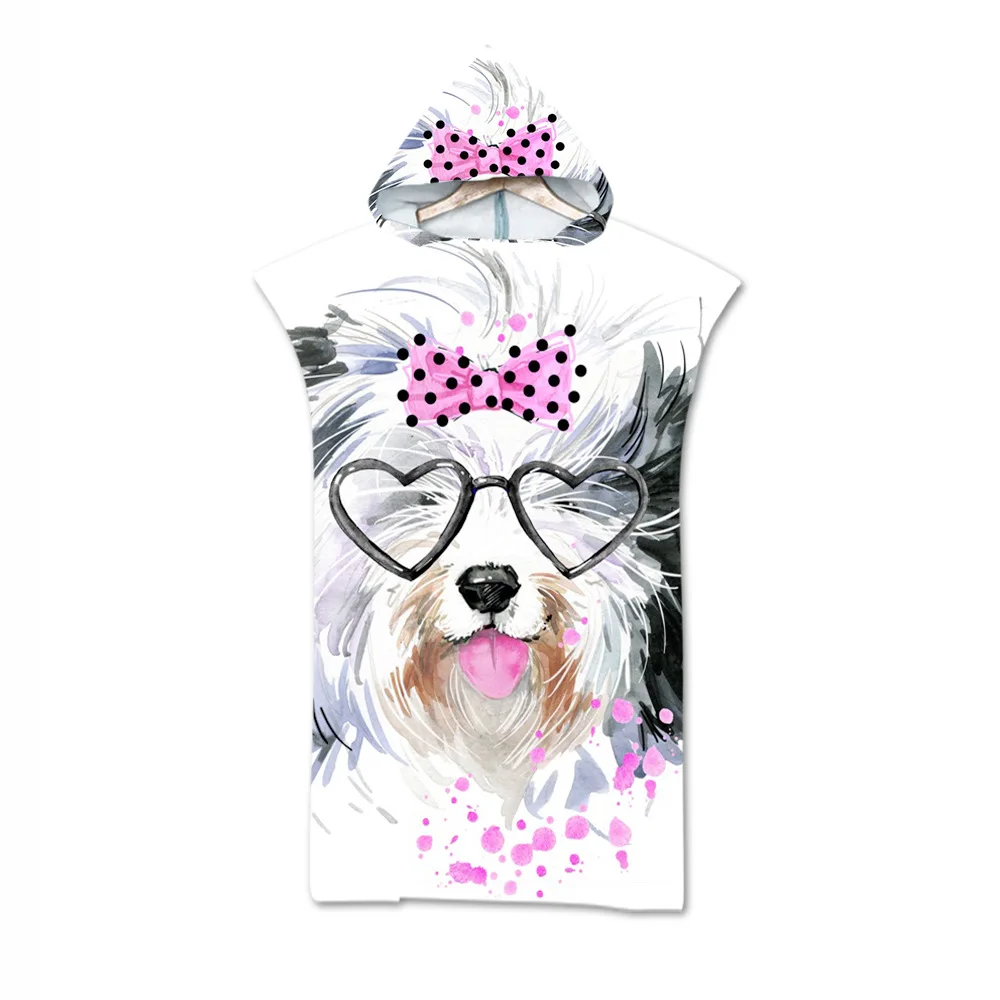 

Полотенце Пляжное с капюшоном для мужчин и женщин, 3d-картонная коробка с принтом животного, для душа, в ванную комнату, с милыми собаками, кошками