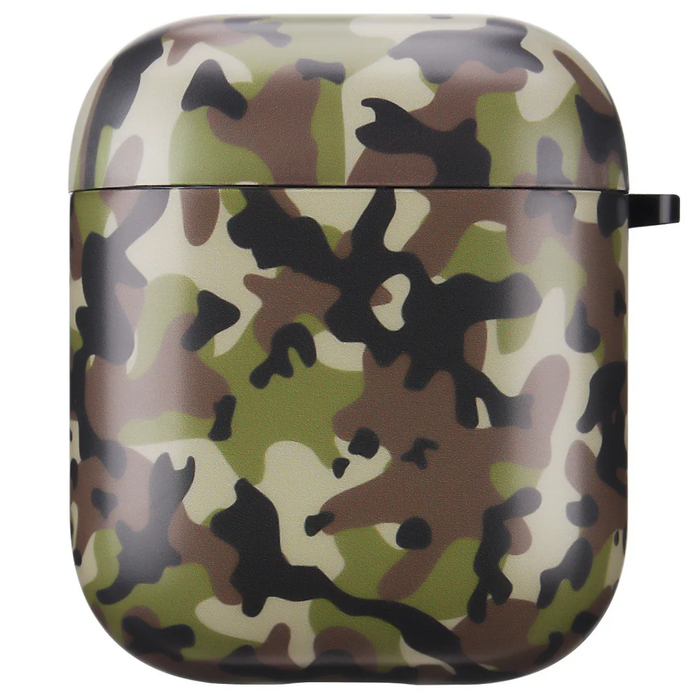 

Army Camo Camouflage Earphone Cover for Airpods TPU Soft Earphone Case for Apple Airpods 1 2 Matte IMD Design with Hanger Hook