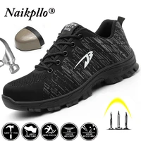 men outdoor steel toe cap work safety shoes male anti slip steel puncture proof construction boots women large size safety shoes