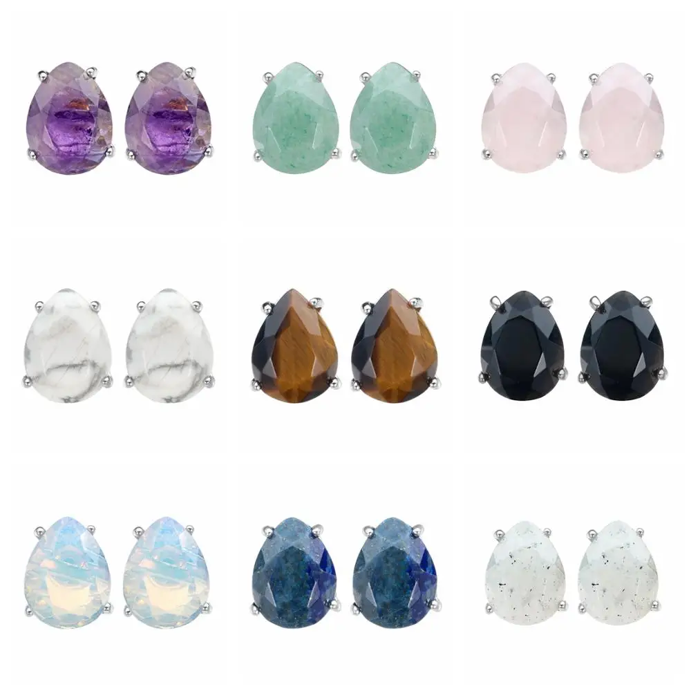 ASHMITA натуральный полукамень ограненные Капли серьги гвоздики для женщин слеза