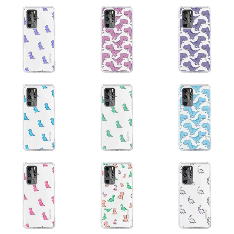 

Dinosaur Baby Cute cartoon Phone Case For Huawei P40 P30 P20 Mate Honor 10i 30 20 i 10 40 8x 9x Pro Lite Transparent Cover