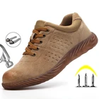 Неразрушаемые рабочие защитные ботинки для мужчин и женщин, уличные дышащие модные кроссовки из свиной кожи с защитой от проколов и кражи носка