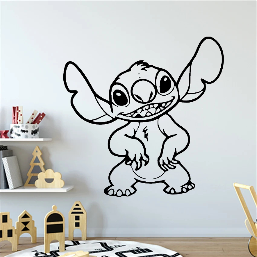 Виниловая наклейка на стену Lilo& Stitch, Виниловая наклейка на стену для дома, детской комнаты, украшения для спальни, декор для детской комнаты B363