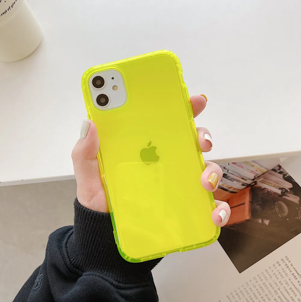 Хит продаж неоновый флуоресцентный силиконовый чехол для телефона iPhone 11 Pro Max X XR XS