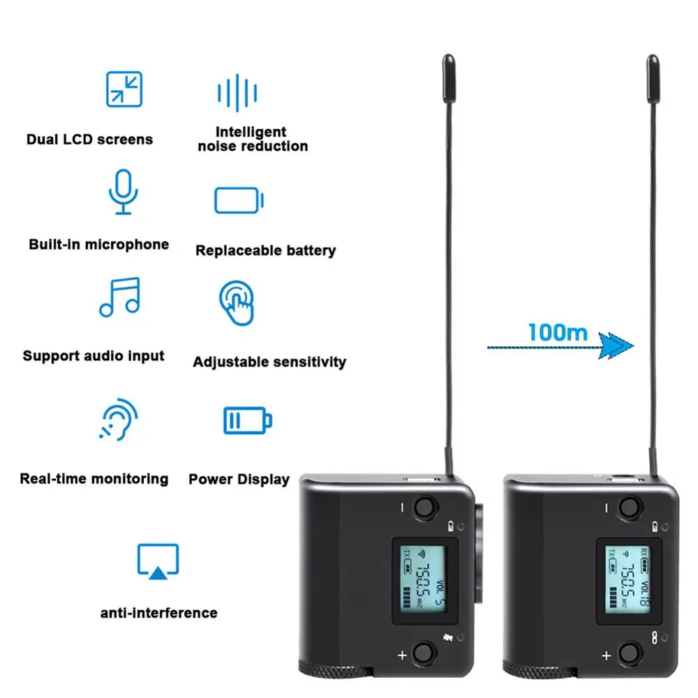 Беспроводной УВЧ конденсаторный микрофон DSLR камера всенаправленный приемник