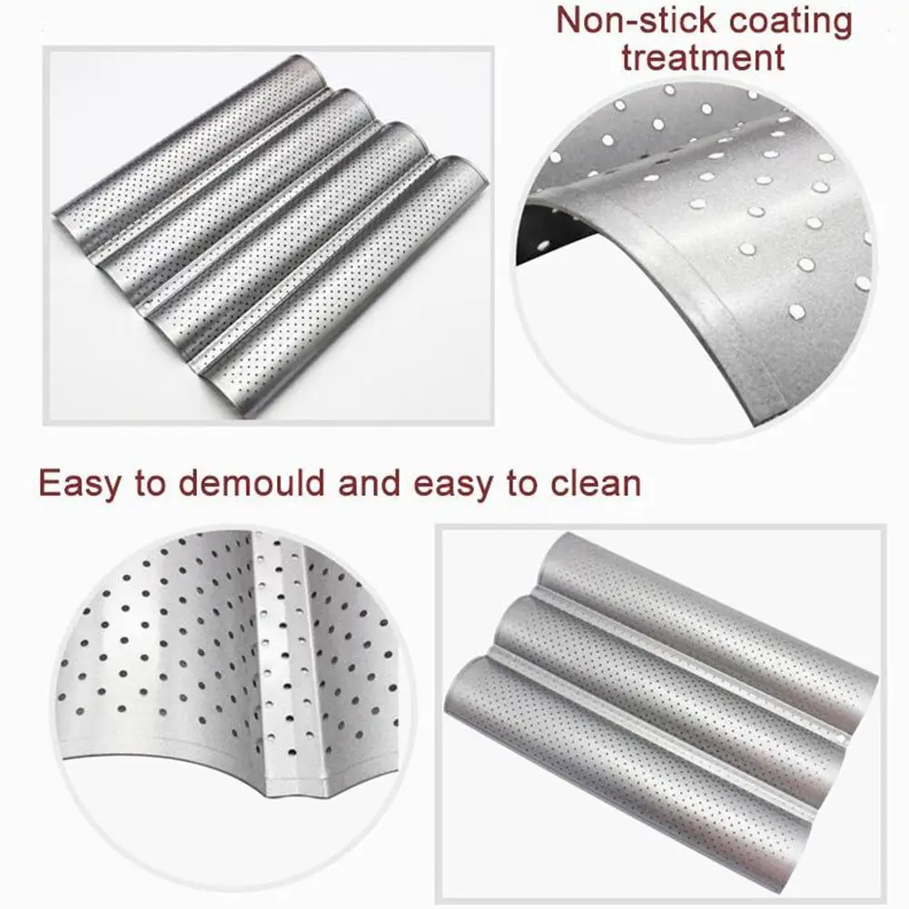 

Hot Carbon Steel 2/3/4 Groove Wave French Bread Baking Tray for Baguette Bake Mold Pan Diy Bread Mold Baking and Pastry Tools